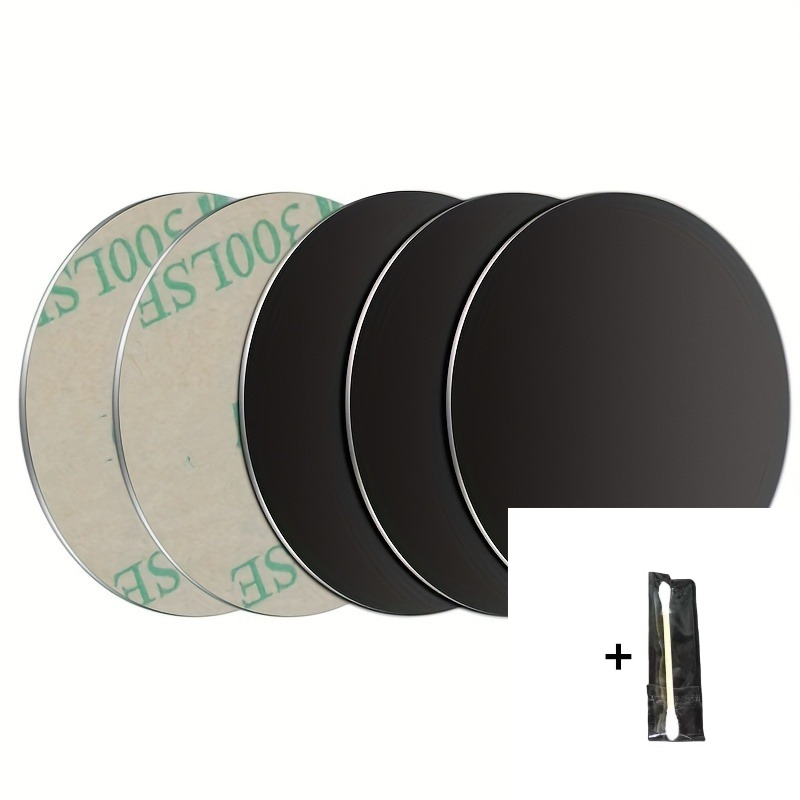 TEMU 5pcs Sticker Metal Plate Disk Iron Sheet For Phone Holder For Magnetic Car Phone Stand Holders And 1pc Cleaning Rod