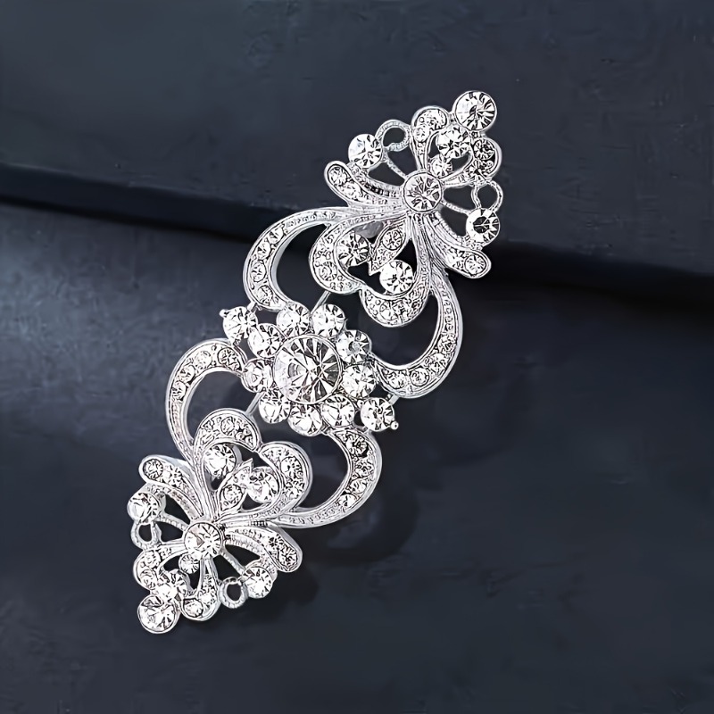 TEMU 1pc Heart-shaped Crown Pattern Brooch Alloy Material Evening Dress Suit Decoration Inlaid Pin Design Sense Niche Pin Anti-exposure Temperament