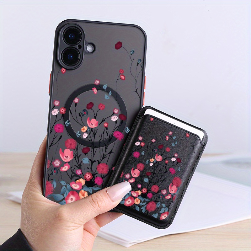 TEMU 2025 New Creative -one Shock-resistant Colorful Magnetic Phone Case And Magnetic Clip Wallet Set For Iphone Models