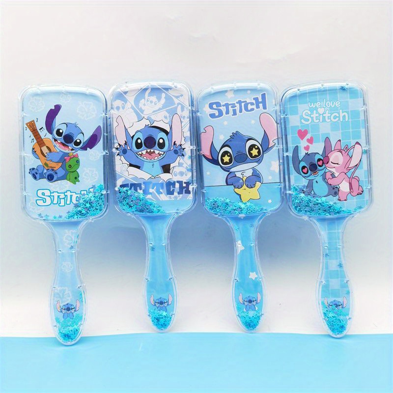 

Authorized Disney Cartoon Stitch Massage Cushion Comb, A Stylish Square Hairbrush, Portable Cartoon Airbag Massage Hair Comb.