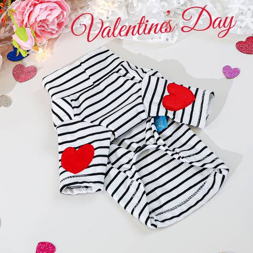 item picture pet clothes valentines day heart striped base layer sweatshirt dog couple outfits dachshund bichon shih tzu pomeranian small and medium breed apparel