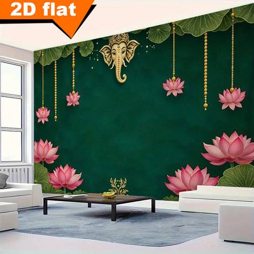 2d flat 2d flat banner background cloth horizontal banner background pattern wall decoration decorative background curtain scenery 1pc god with lotus flower hindu background banner green reusable fabric