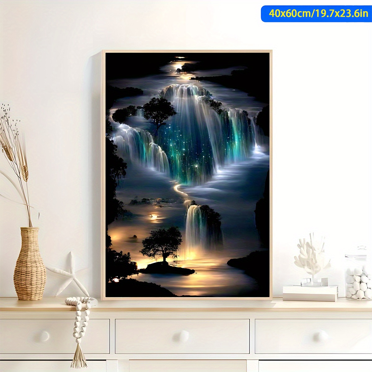 TEMU 1pc Moonlight Starry River Diamond Painting , Diamond Painting Kit, Round Acrylic Diamond, Frameless Diamond Painting Art Painting, 5d Diamond