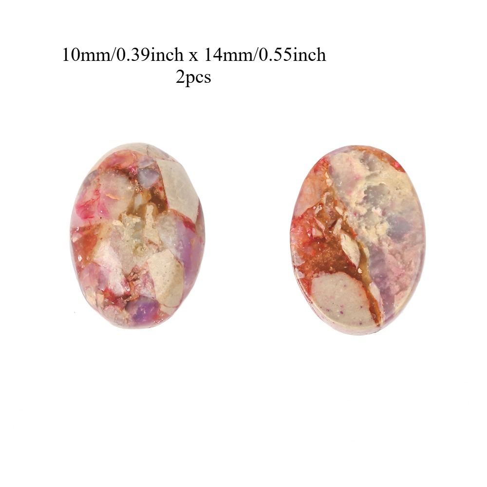 TEMU Set Of 2 Natural Purple Shoushan Stone Oval Beads, Perfect As Spacers For Jewelry Projects Like Bracelets And Earrings, Ideal Gifts For Women