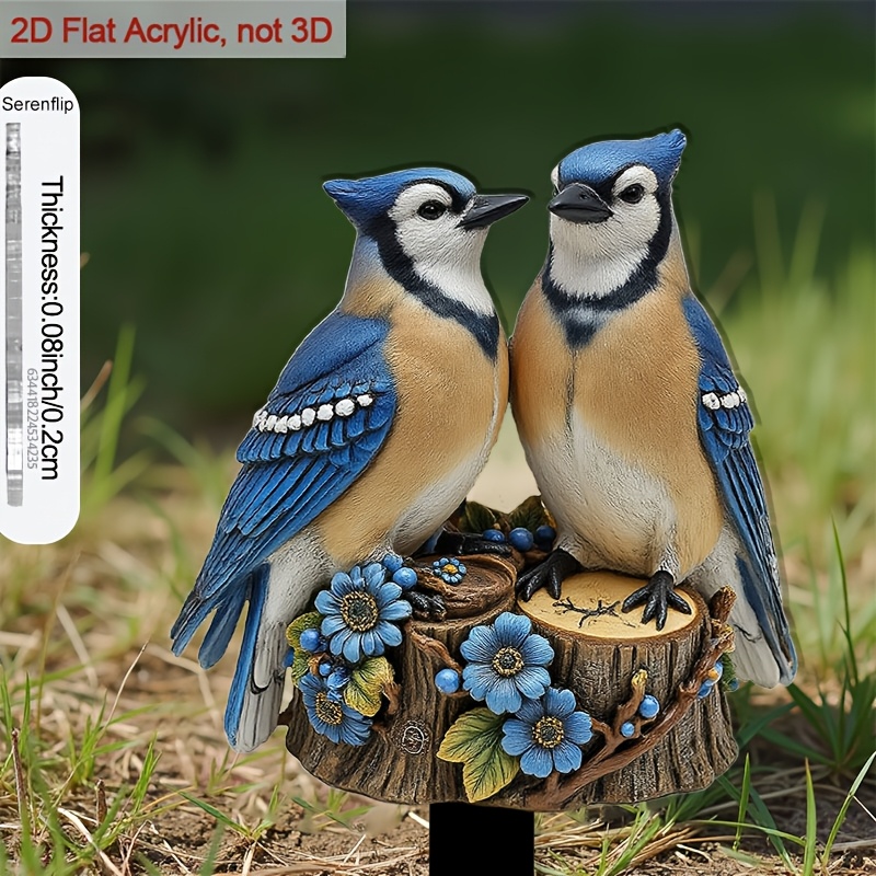 TEMU 2d Flat, [2d Flat] 2d Plane - 1pc 2d Plane Acrylic Stake Sign | A Pair Of Perched On A Stake, For Soil And Yard Decoration, An For Outdoor Use,