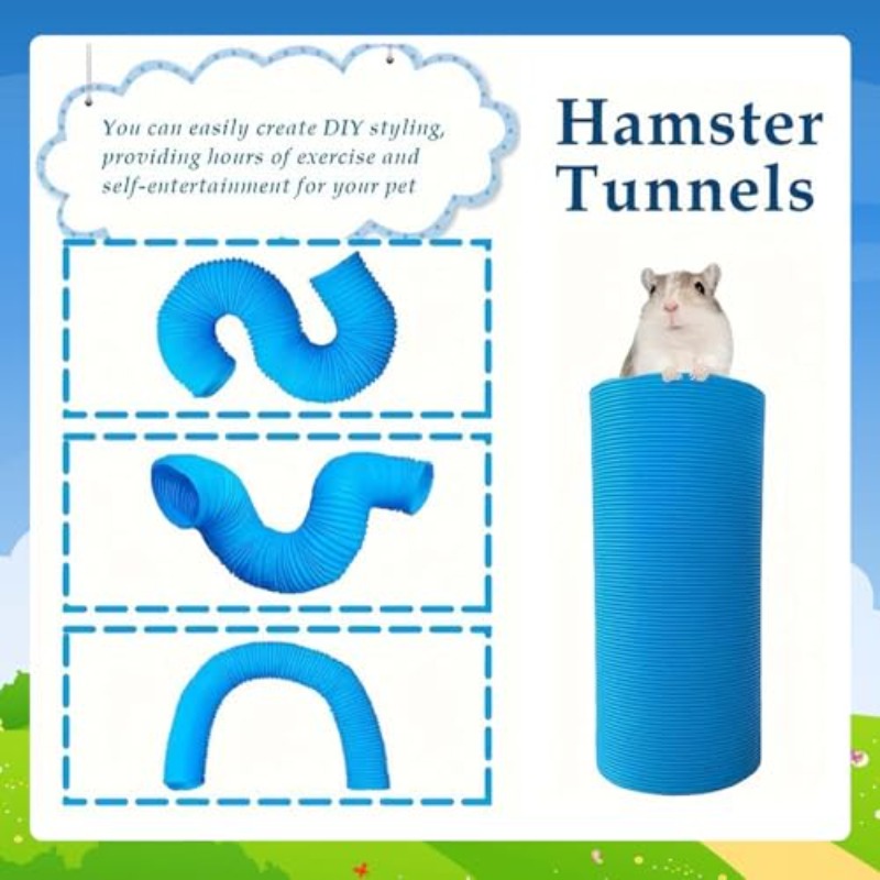 SUSOO 9pcs Set of Toys for Hamsters, Featuring Safe Natural Chew Items And an Expandable Play Tunnel, Designed for The Dental Care of Hedgehogs, Rats, Chinchillas, And Guinea Pigs, Perfect for Foraging in Small Animal Cages