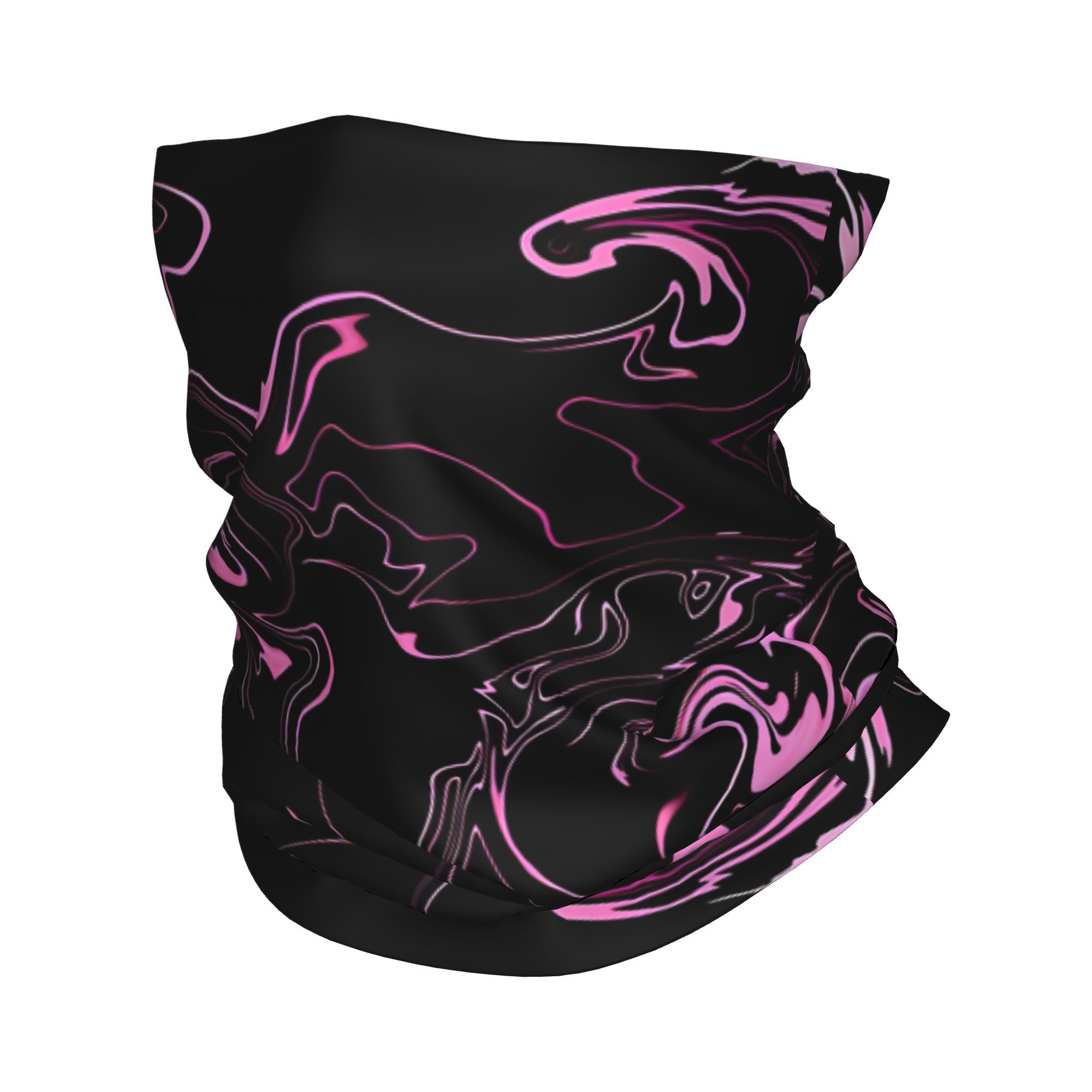 TEMU Écharpe Cagoule de Cou Rose Néon et Noir pour Cyclisme, Unisexe, Adulte, Respirante