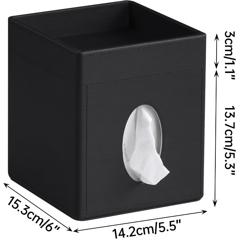 modern   leather tissue box cover with storage tray - square decorative organizer with   lid & hygienic design, space-saving black tissue holder for bathroom vanity, bedroom nightstand, office desk - durable & easy- , fits standard tissues, minimalist home decor, bathroom tissue holder, toilet tissue holder for bathroom, tissue box with storage, tissue box holder vintage, bathroom tissue roll holder, toilet paper holder for bathroom, bathroom decor and Product details 2