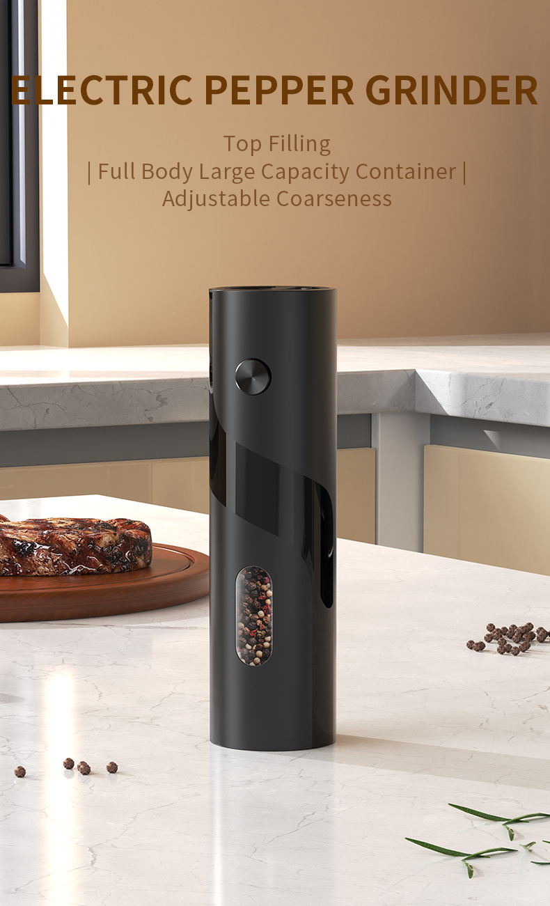 electric salt and pepper grinder adjustable coarseness refillable battery operated automatic kitchen grinder essential kitchen gadgets and accessories square shape 10l capacity requires 4 aaa batteries not included details 0