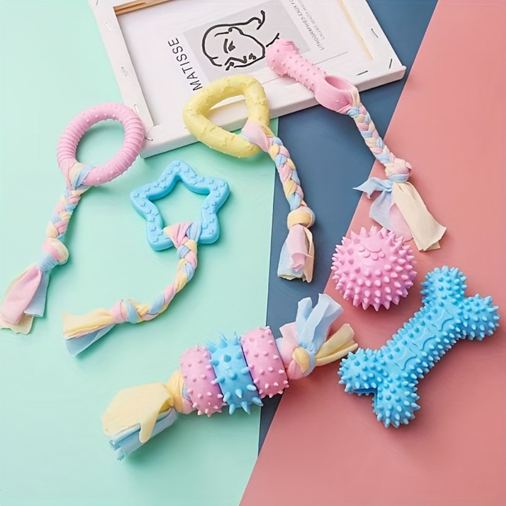 3pcs Durable Rubber Puppy Chew Toys with Multiple Textures