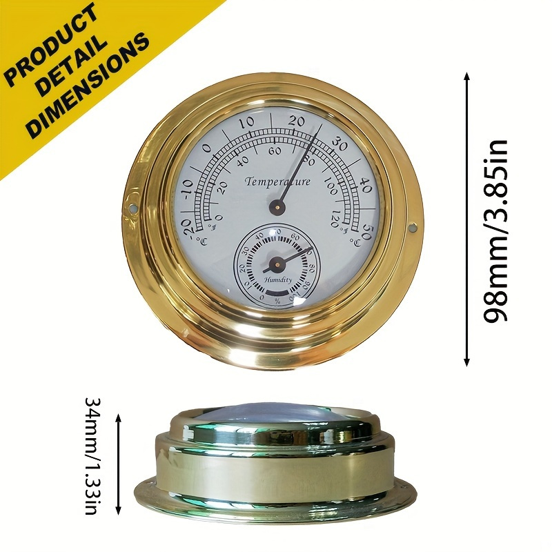 Thermomètre Hygromètre Intérieur/extérieur Sans Pile - Mini, Avec Code Couleur Confort - Pour Maison, Jardin, Voiture (Doré) - 9