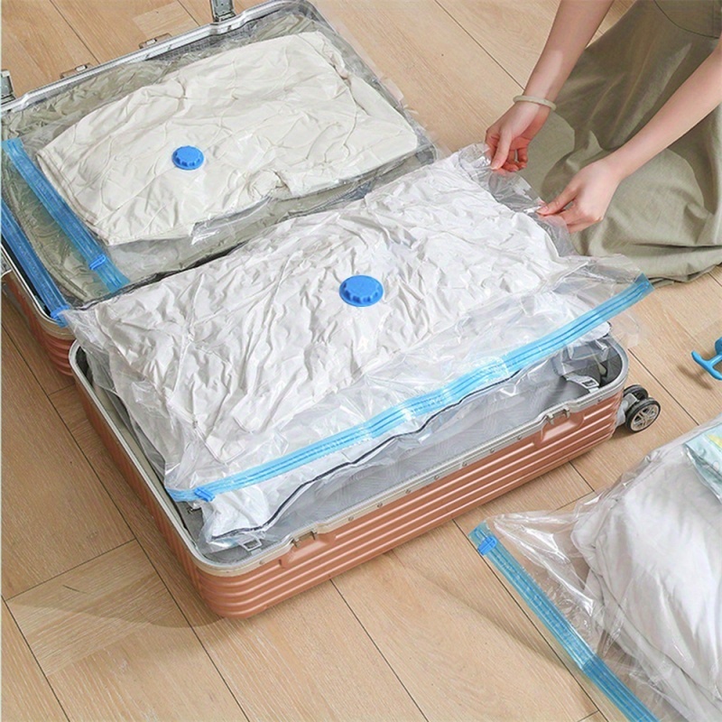 20pcs Space- Vacuum Compression Storage Bags Set - 4 Typles Clear Sizes, Hand Pump Included - Sealed Plastic Containers For Organizing Clothes, Blankets, Shirts, Household Items