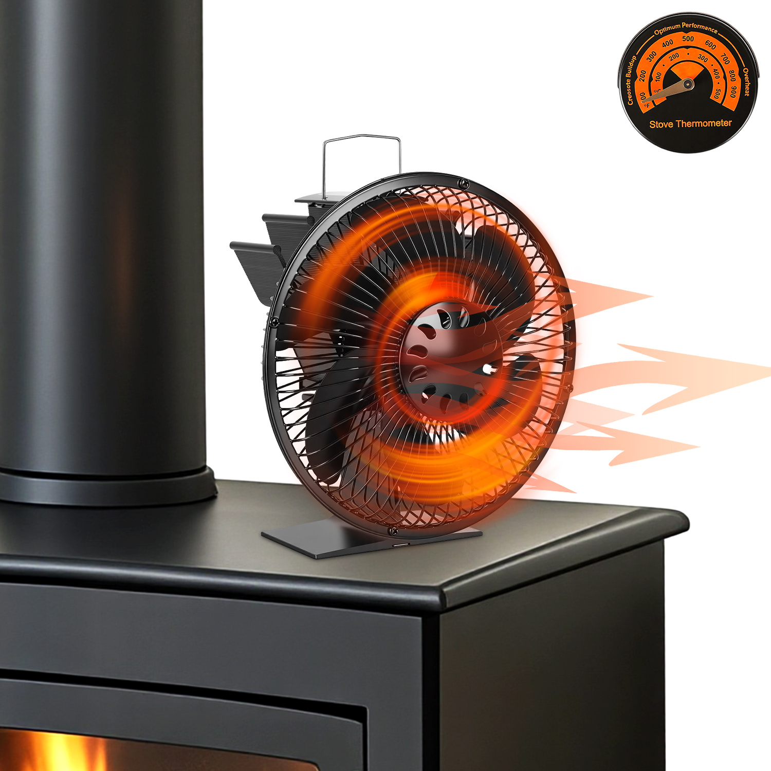 Image of Heat-powered 6 Blade Stove Fan Suitable For Log Burner, Portable Fireplace Fan With & Adjustable Speed, Suitable For Wood Burning Stoves, Fireplaces, For Systems, No Required