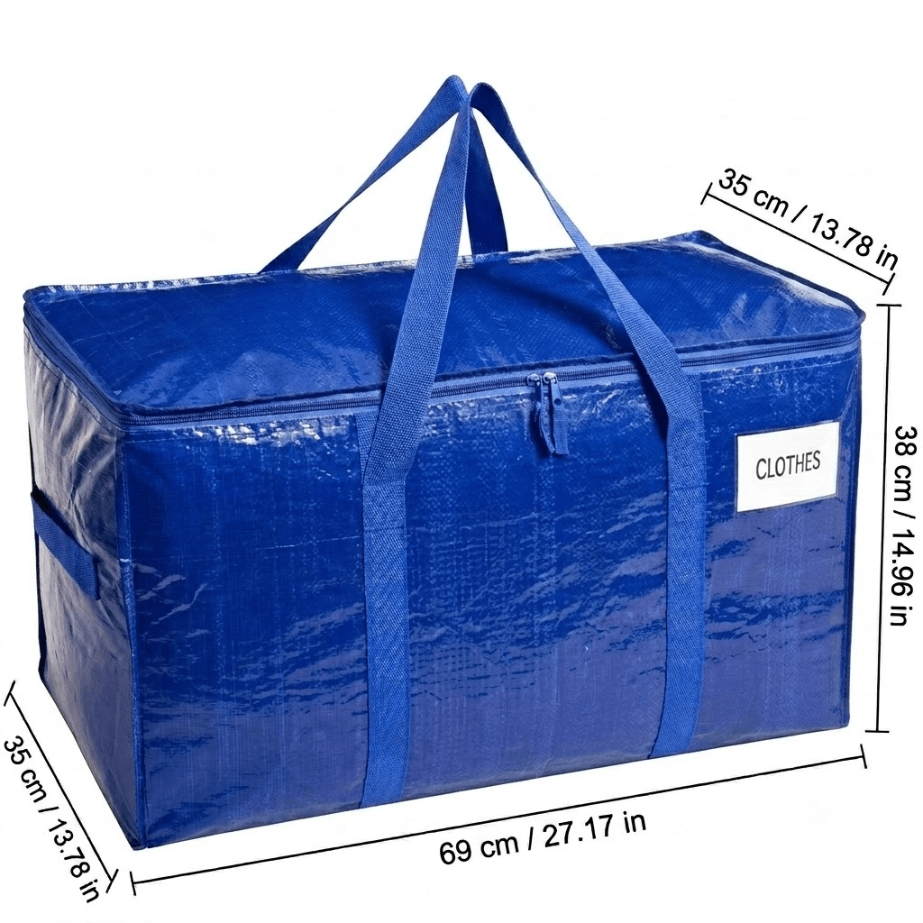 TEMU [storage Box With Lid] Heavy Duty 50-pound Capacity Oversized Moving Bag - Durable Waterproof Puncture-resistant Polypropylene Storage Bag With