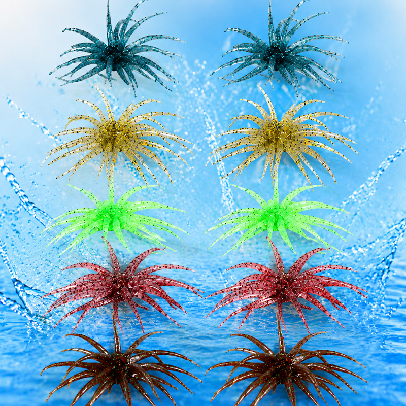 TEMU Ensemble de 10 leurres souples pour la pêche à l' de mer, leurres flottants en plastique souple avec paillettes réfléchissantes, mouvement de