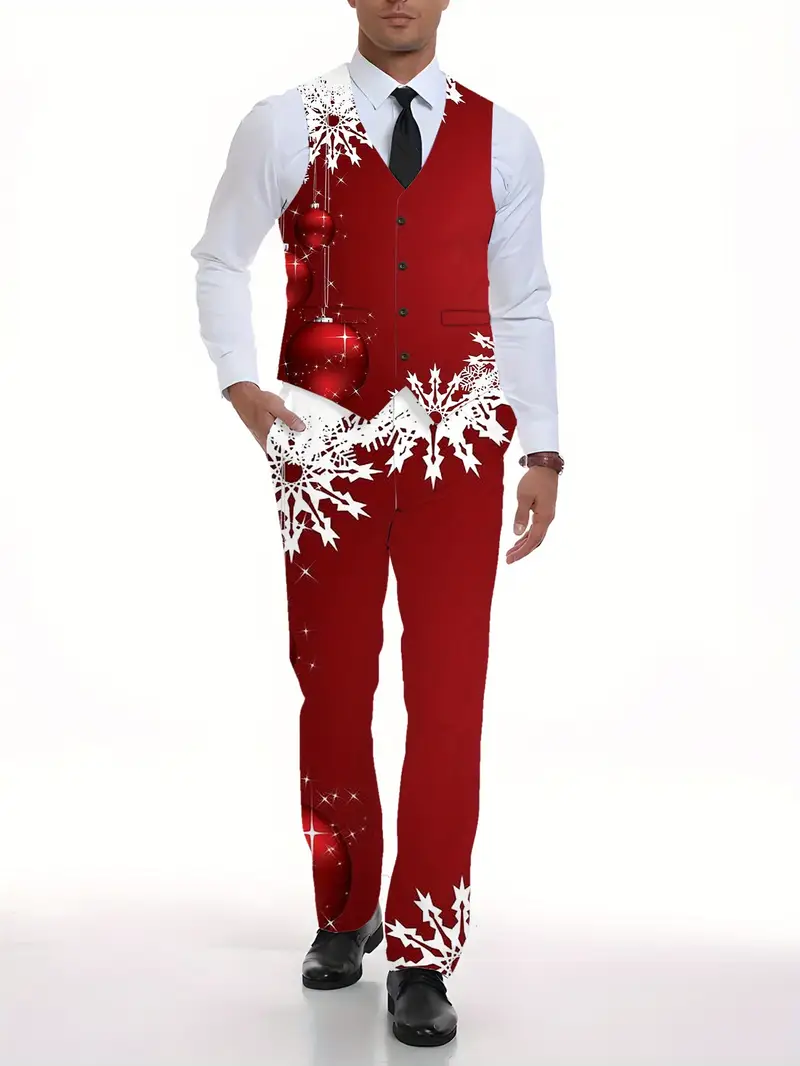 mens fashion 2pcs vest trousers set christmas snowflake red - Temu Ireland mens fashion 2pcs vest trousers set christmas snowflake red - Temu Ireland