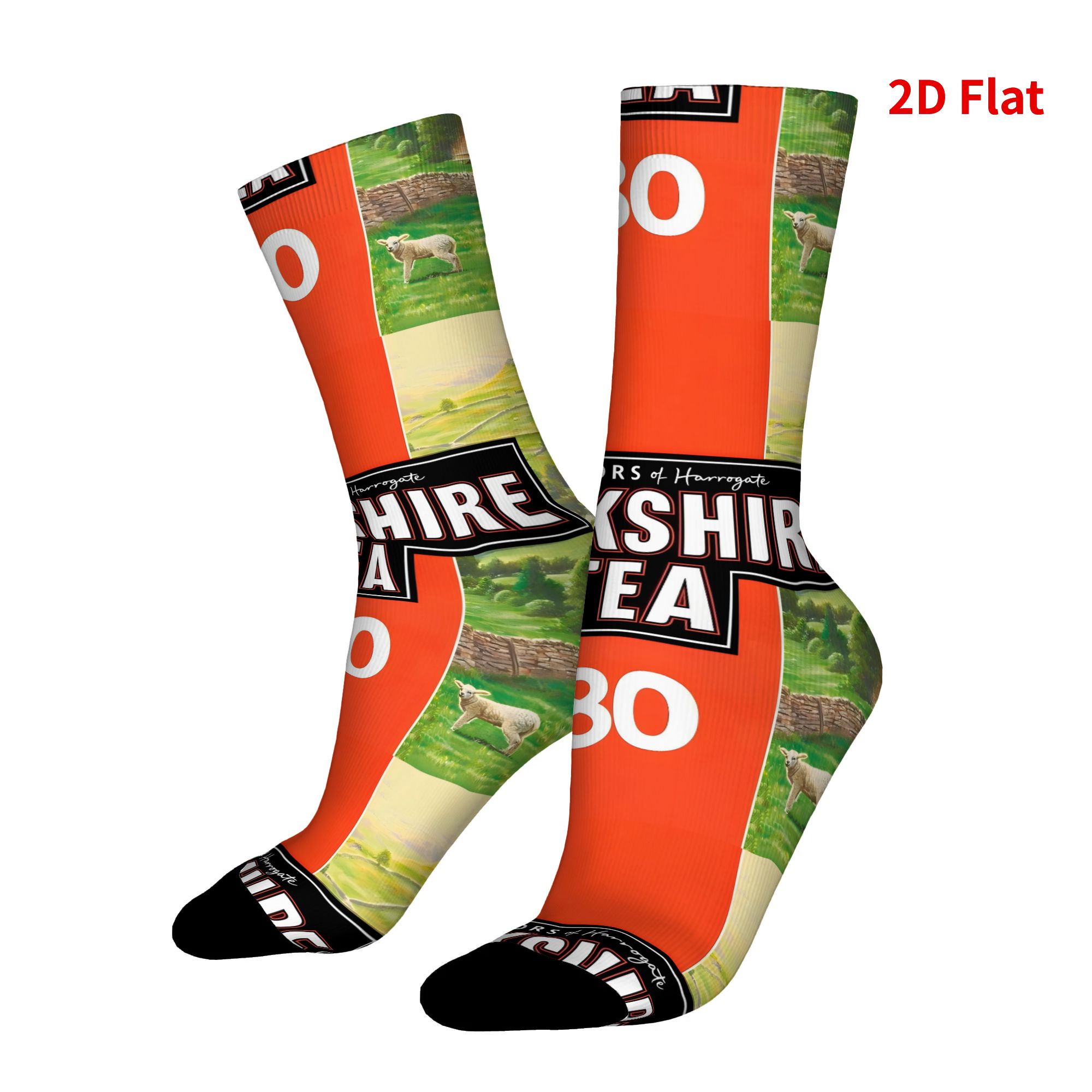 TEMU 2d Flat Printing Yorkshire Tea New Sock Men's Funny Personality Color Printing Hip Hop Simple Classic , 2d Flat