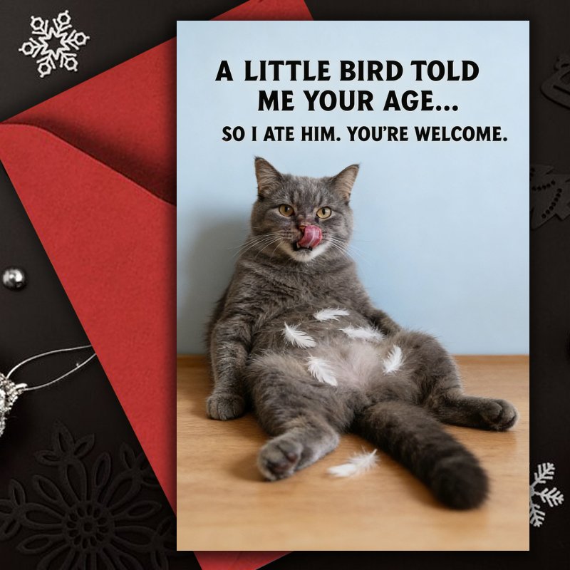 TEMU [party Invitations]1pc Greeting Card With Envelope, Humorous Birthday Card With An Envelope, 1pc Celebrating Any Occasion Featuring A Funny Cat