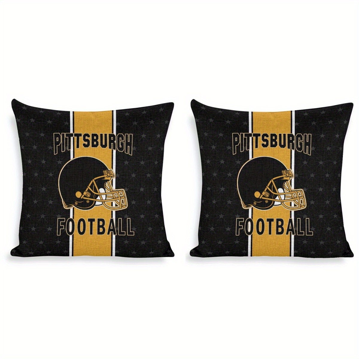 

2pcs Pittsburgh Football Pillowcases, Square Knitted Polyester Cushion Covers, Sports Themed Decor For Living Room And Bedroom, Home Kitchen Decor Set