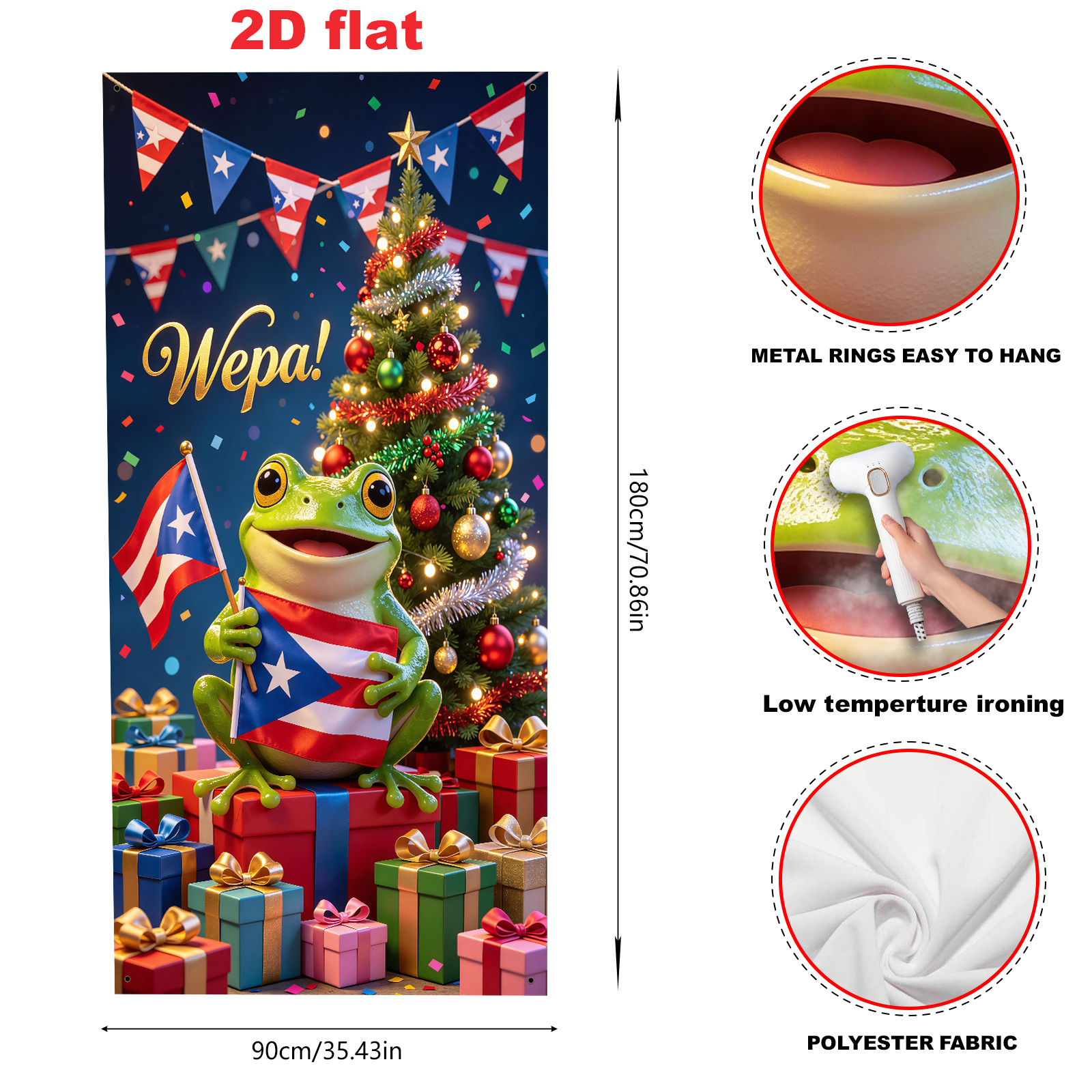 TEMU 2d Flat, 2d Flat - 2d Door Banner 2d Flat, 2d Flat - 2d Door Banner 2d Flat Banner [party Banner, Flag] 1pc, Polyester Material, Christmas Theme