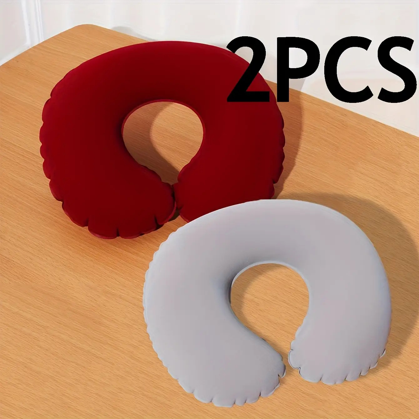 TEMU 2pcs Inflatable U-shaped Pillows Suitable For Travel - Portable Neck & Nap Pillows, Lightweight With Easy Fold Design, Inflate For Flights,,