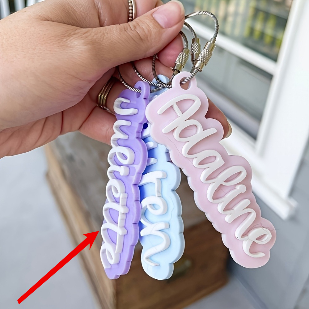 TEMU Personalized Acrylic Name Tag Keychain - Customizable Engraved Initials/name, Minimalist Bag Decoration Design, Durable Lightweight Acrylic