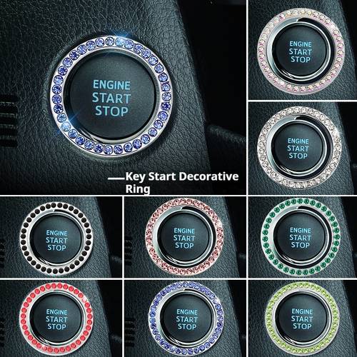 touch start ring decorative sticker logo diamond ring with crystal studded rhinestones ring keys