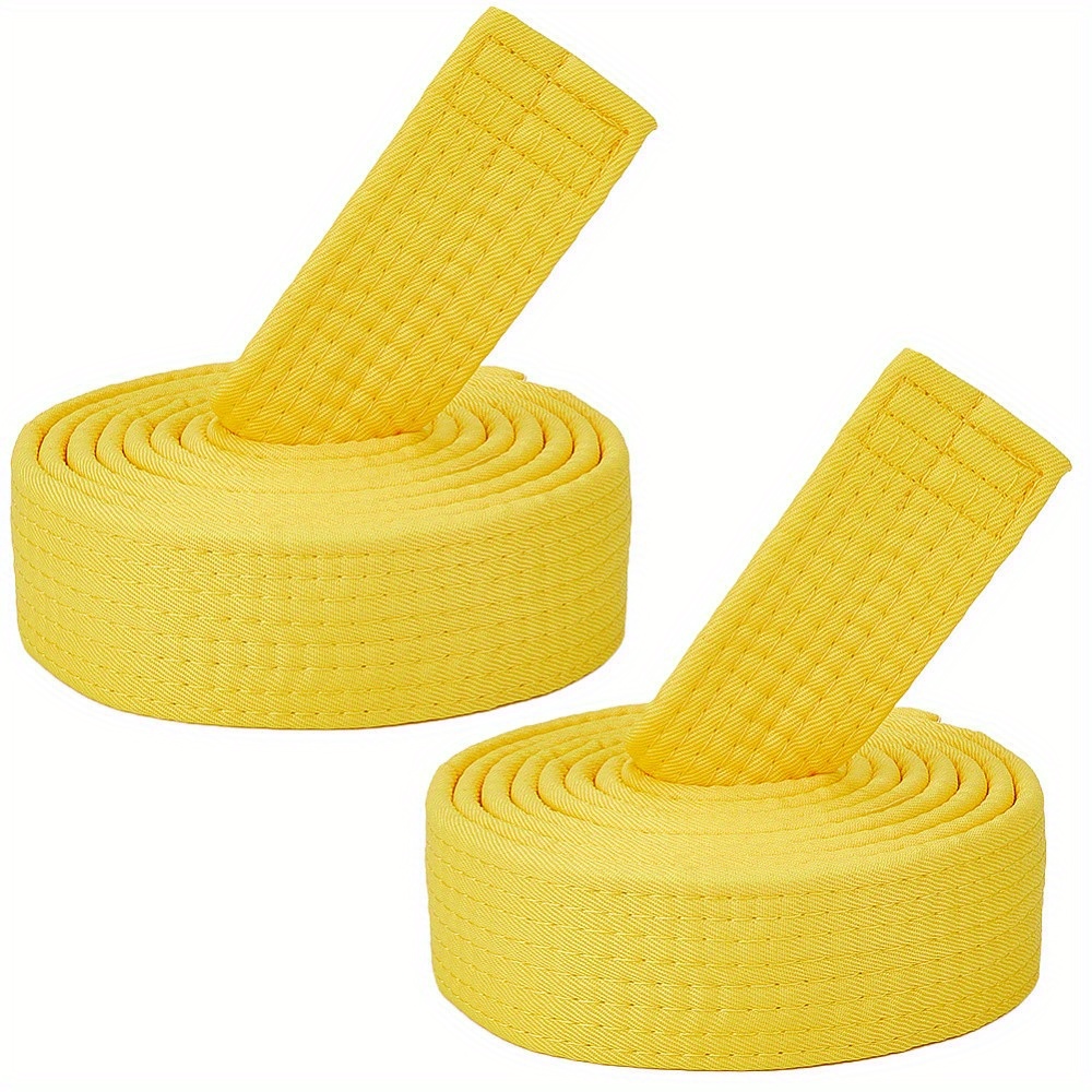 2pcs taekwondo belt martial arts performance accessories - yellow  40x5mm, durable polyester elastic waistband with textured grip for martial arts, gym workouts &  , martial arts accessory, sporty  , stretchable fabric 0