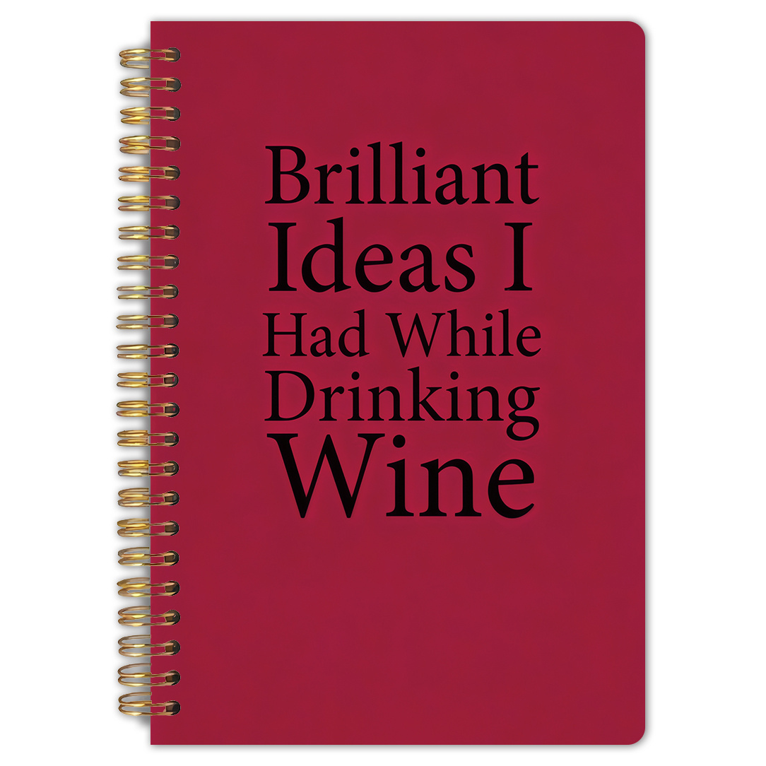 TEMU 1pc Ideas Wine - Funny Notebook, 5.5x8.3 Inches, High Quality Lined Inner Pages, Magenta Wine Lover Quote Art, Gift For Wine Enthusiasts & Fun