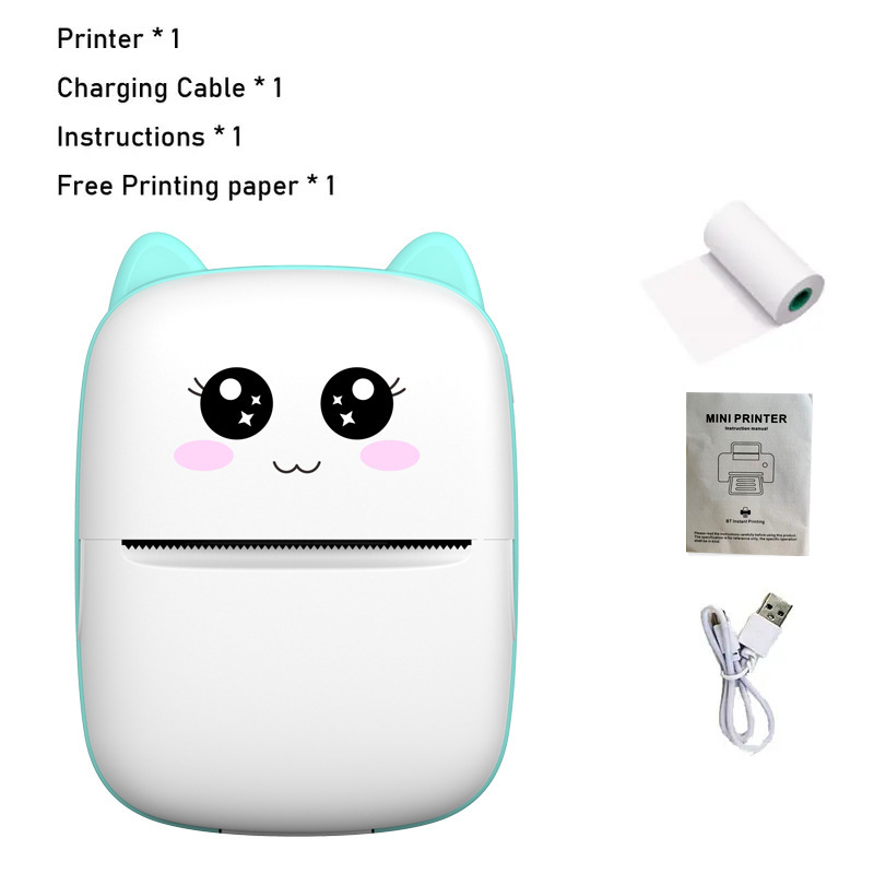 Kablosuz Bağlantı Özellikli Taşınabilir Mini Termal Yazıcı, USB Şarj Edilebilir 800mAh Lityum Pil, Tek Renk Çıkışı, Fotoğraf ve Karalama Baskısı için Termal Kağıt Uyumlu, Ofis ve Ev Kullanımı için Kompakt Etiket Yapıcı, Seyahat Yazıcısı | Kompakt Yazıcı | Karakter Tasarımı