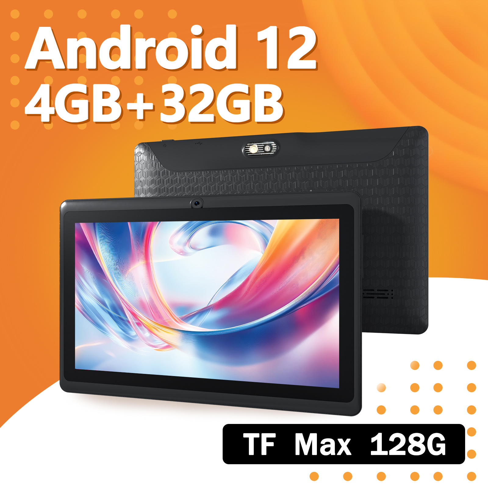 I-Atar New Android Tablet, Quad-Core Processor, 7-Inch IPS Touch Screen, 4GB RAM + 32GB Storage Space, 5MP + 2MP Dual Cameras, 4000Mah Long Battery Life, Android 12 Tablet, Tablet, Pad, Tablet, Pad