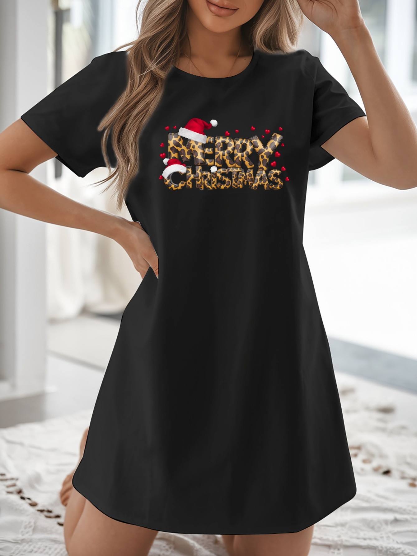 womens a happy christmas 2025 casual t shirt dress short - Temu Mauritius