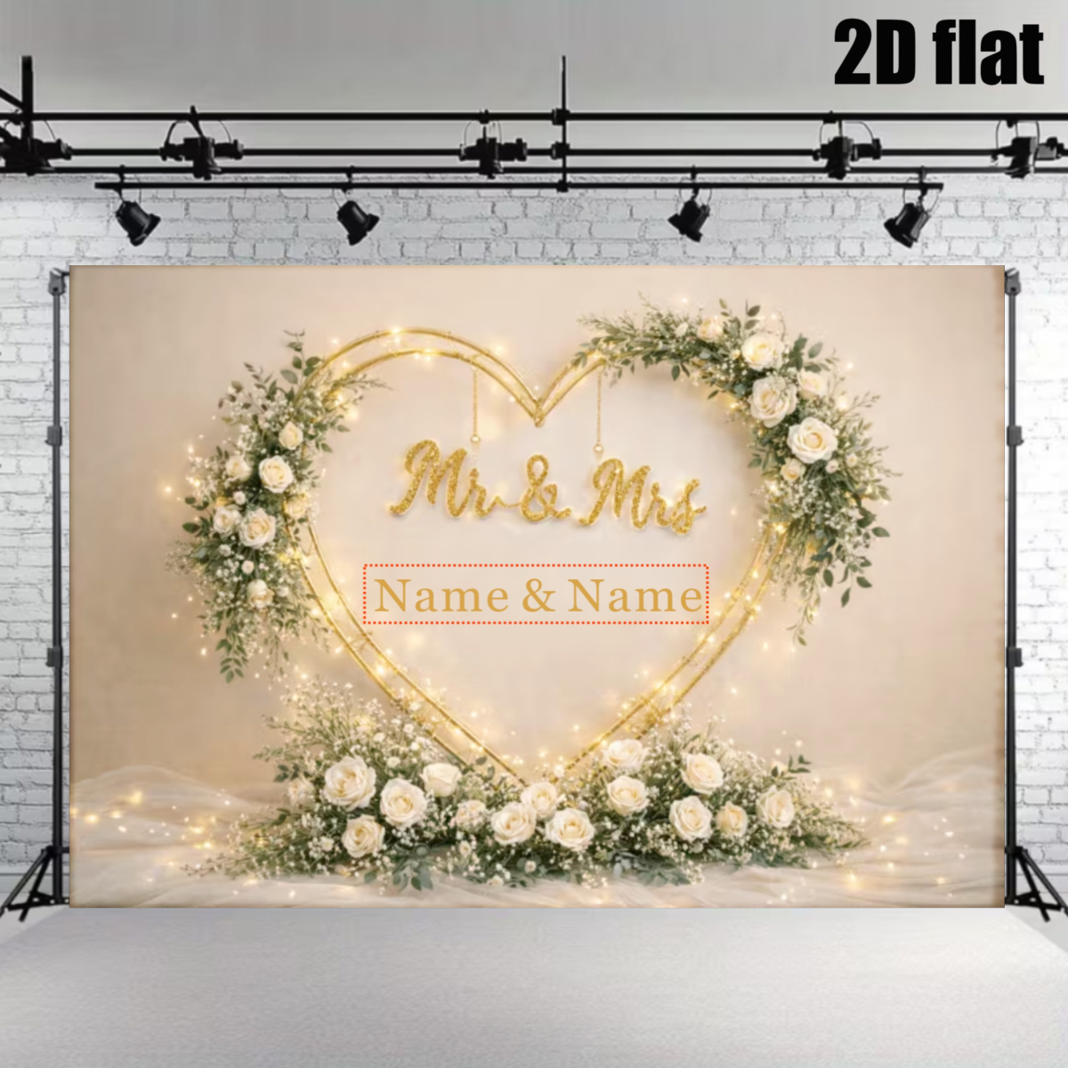 TEMU Bannière plate 2D, Bannière plate 2D - Fond de fête d'anniversaire personnalisé avec nom, Décoration de mariage, anniversaire, Noël, extérieur,