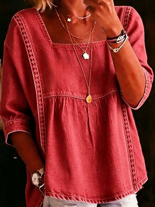 item picture new solid denim jacket female elegant jacket with square collar and sleeves