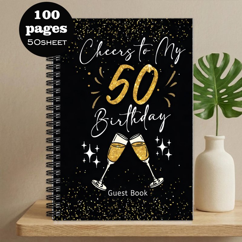 E-shop 1 Stück 50. Geburtstag Gästebuch & Unterschriftenbuch – Elegantes 50. Jubiläums-Buch mit Gästeliste für 50-Jahre-Dekoration, Buch für 50.