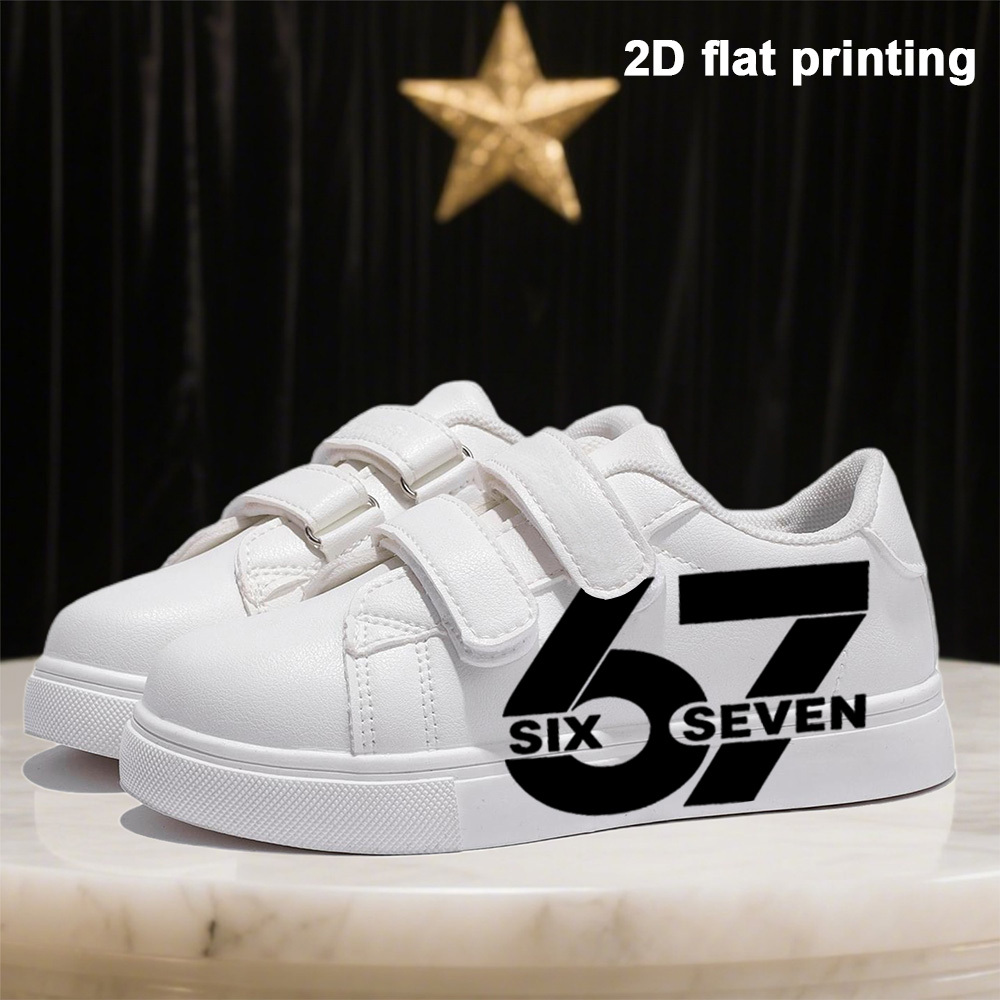 Image of 1 Pair Cartoon Print Boys' Athletic Shoes | Classic Number 67 Theme Lightweight Comfortable Sneakers For Kids, Ideal For School Daily Wear, Outdoor Running, And Casual Walking |, Fastener, Fabric