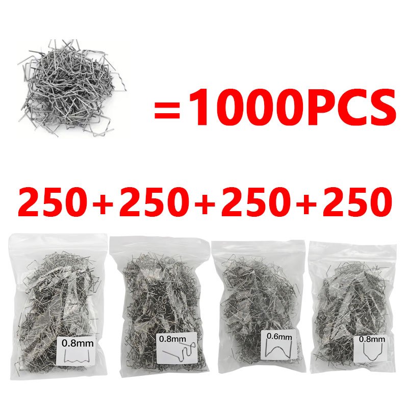 TEMU 400/1000 pièces, 4 types d'agrafes thermiques pour soudure plastique, agrafes pré-coupées ondulées, réparation de , réparation plastique auto,
