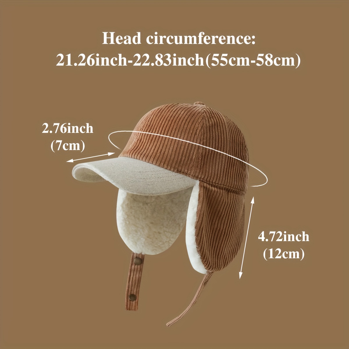 Unisex Winter Warm Plush Baseball Cap with Detachable Ear Flaps