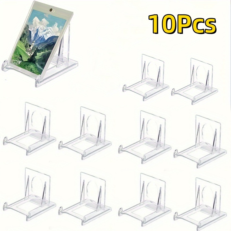 TEMU Lot de 10 chevalets de présentation en acrylique transparent, support en plastique transparent pour pièce de , carte à collectionner, photo,