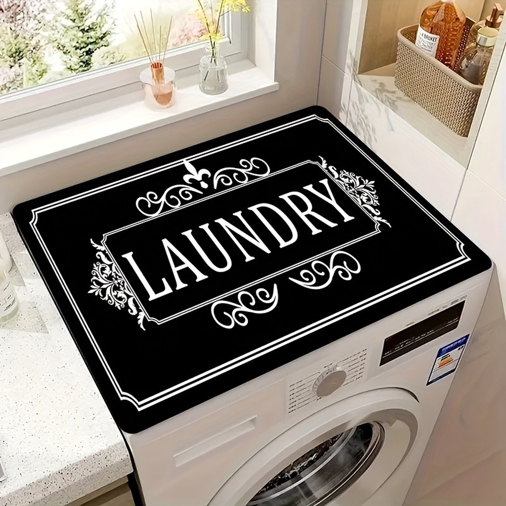 Washer Dryer Top Protector Mat, 26.5" X 26.5" Protective Silicone Rubber Mat For Washing Machine Or Dryer, Simple Partitioning Washing Machine Cover, Laundry Room Accessories (Black