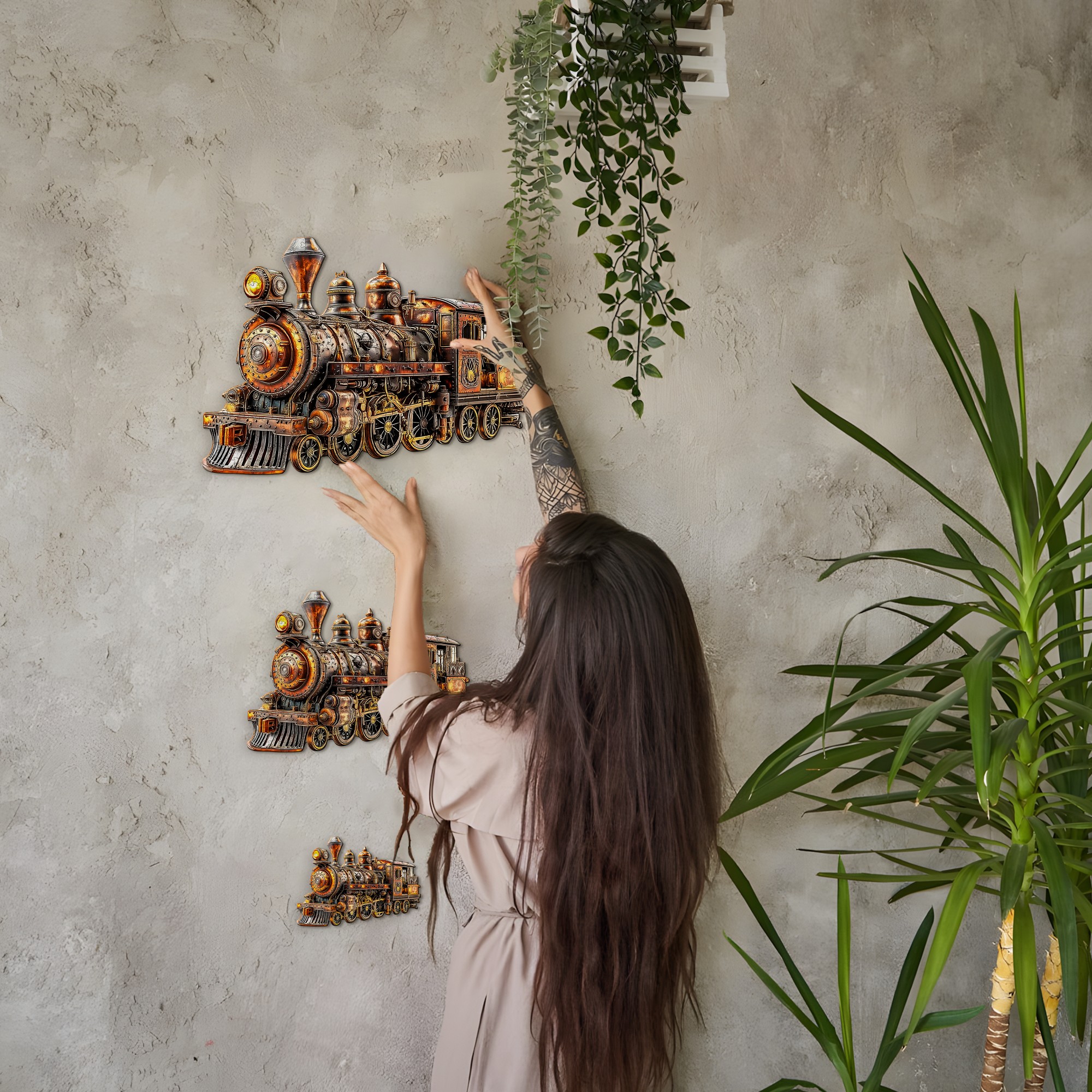 Steampunk Train Wooden Jigsaw Puzzle in Various Sizes
