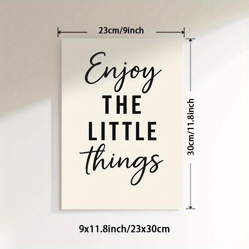 E-shop 1 Stück Ungegerbtes Leinwanddruck - Motivierende Zitat "Genieße die kleinen Dinge", minimalistisches inspirierendes Wandkunstwerk für die
