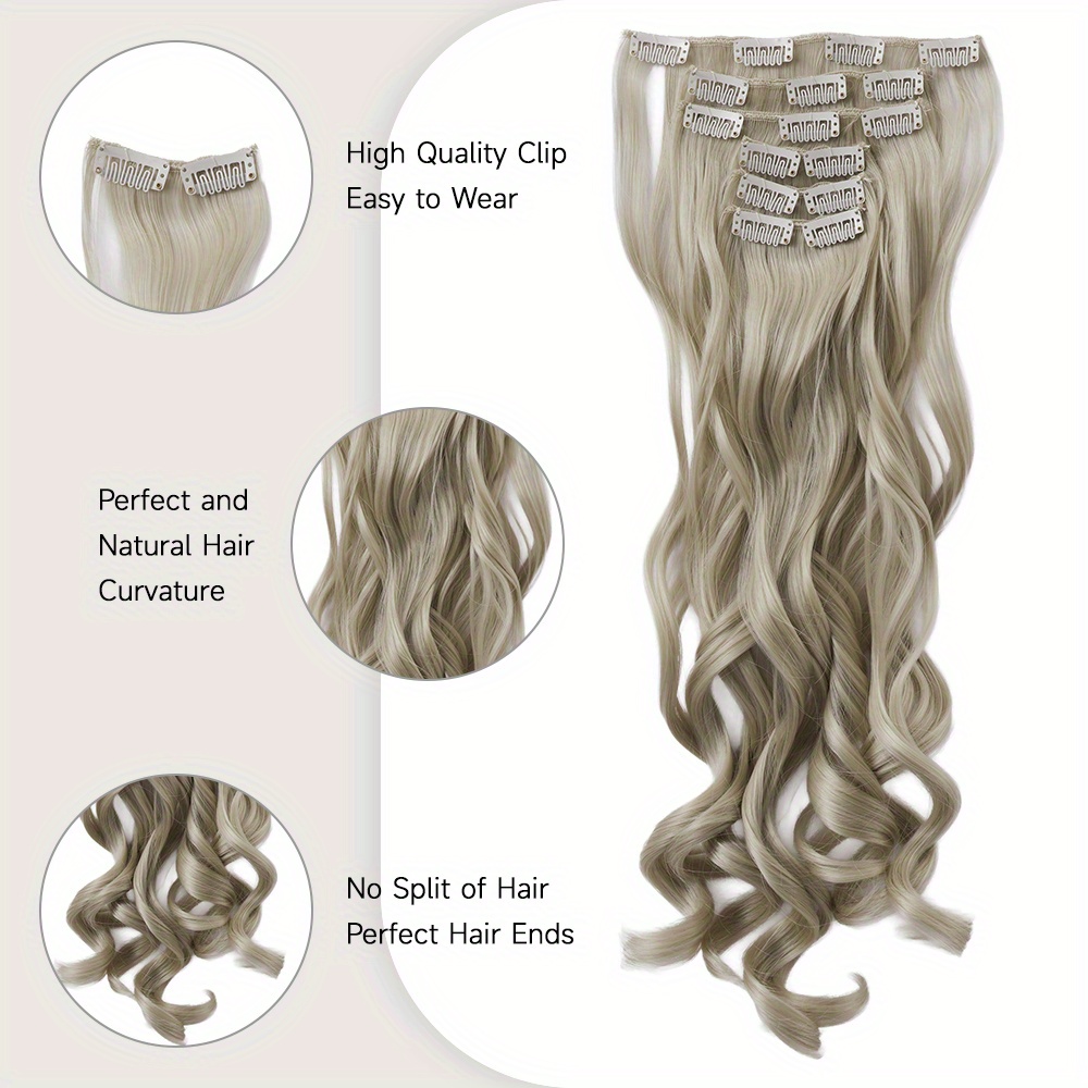 removable hair topper hair topper for women hair extensions clip in 6pcs 7pcs brown hair extension long wavy   clip in hair extension hair pieces for women blonde hair topper wig tools details 6