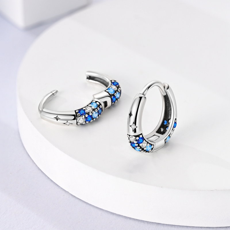Women's 925 Silver Sparkling Night Sky Earrings