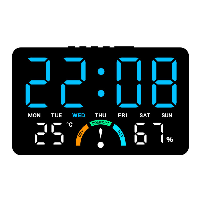 Large Led Digital Clock With Temperature And Humidity Monitoring Alarm, 24/12 Hour Display, Supply (usb/battery), Desktop/wall Mount, Suitable For Bedroom, Office, And Home - Ideal New Year's Gift