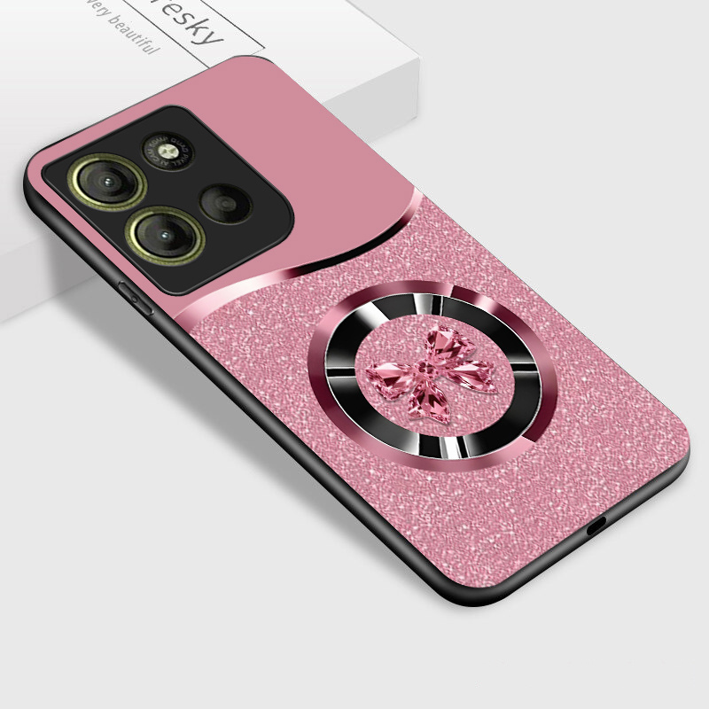 TEMU Custodia per Telefono: Custodia per Moto G15, Lusso Rosa con , Posteriore in Vetro Lucido