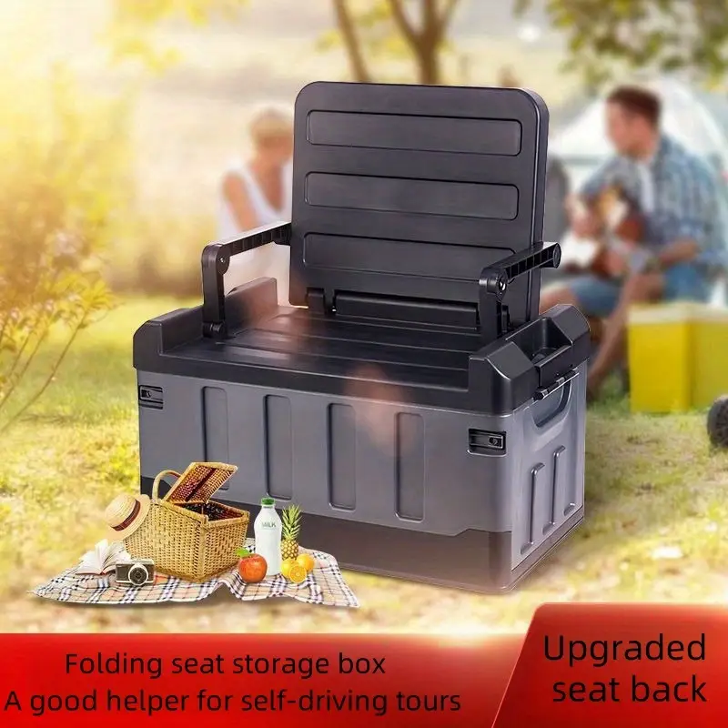 60l large capacity multi purpose foldable car storage box trunk organizer with 2 colors universal camping chest for clothes toys essentials suitable for all models and used as seat organizer details 0