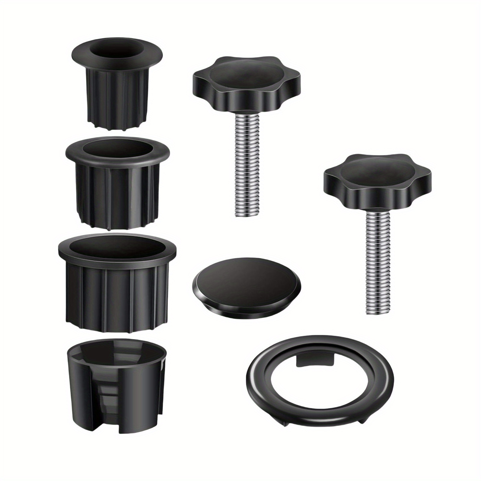 Image of 8pcs Sun Umbrella Base Accessory Set, Plastic Umbrella Base Replacement Parts, Wear-resistant Umbrella Stand Hole Ring Cover + Screws, Suitable For Beach, Patio, And Balcony Umbrellas