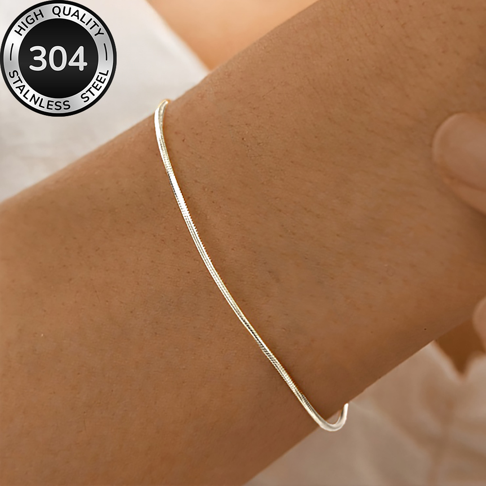 TEMU High-quality Stainless Steel Golden Bracelet, Anti-fading, Easy And Elegant, Suitable For Daily Wear Or Party Fashion Ladies Bracelet, Jewelry