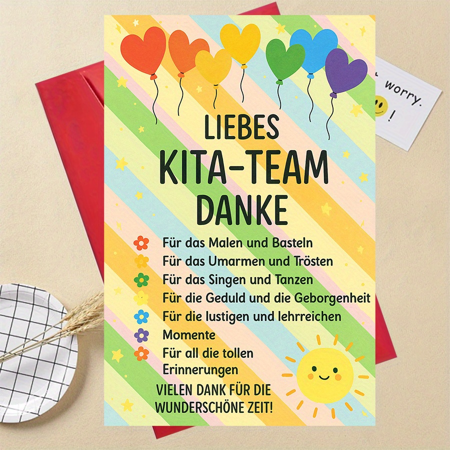 Image of 1pc Funny Gifts Thank You Card For Teachers And Caregivers, Perfect For Expressing Gratitude For Their Support, , And Care. Ideal For Special Moments And Appreciation. Einschulung